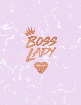 Boss Lady: Inspirational Quote Bullet Journal, Radiant Pink Marble and Rose Gold | 8.5 x 11, 120 Dot Grid Pages