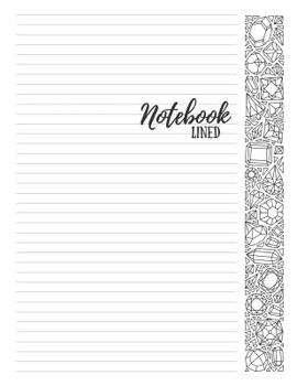 Paperback Notebook: 8.5x11 College Ruled Journal with Gemstone Margins for Adult Coloring Book