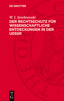 Hardcover Der Rechtsschutz Für Wissenschaftliche Entdeckungen in Der Udssr [German] Book