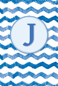 J: Initial Monogram Blank Journal College Rule Lined | 6x9 | Blue Watercolor Stripes (Blue Watercolor Striped Journals)