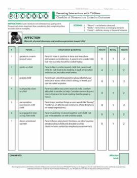 Paperback Parenting Interactions with Children: Checklist of Observations Linked to Outcomes (Piccolo(tm)) Tool Book