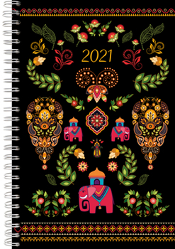 Spiral-bound 2021 Designer Elephant 17-Month Weekly Planner Book
