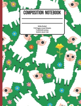 Paperback Composition Notebook Wide Ruled: Llama 110 Pages Book