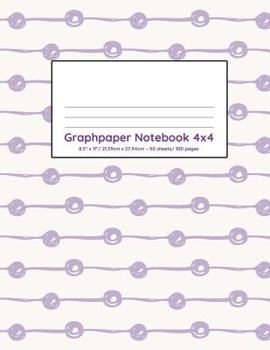 Paperback Graphpaper Notebook 4x4: Purple dots design 100 pages of graph paper with bigger squares for younger students Book