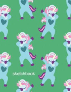 Sketchbook: Unlined Notebook for Drawing, Sketching, and Doodling with Cute Colorful Dabbing Unicorn Pattern Cover Design in Green, Pink, Blue, and Purple