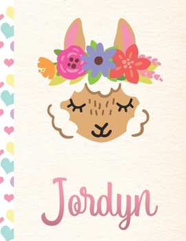 Paperback Jordyn: Personalized Llama Sketchbook For Girls With Pink Name - 8.5x11 110 Pages. Doodle, Draw, Sketch, Create! Book