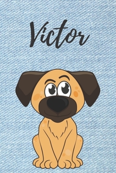 Victor Hund-Malbuch / Notizbuch Tagebuch: Individuelles personalisiertes blanko Jungen & Männer Namen Notizbuch, blanko DIN A5 Seiten. Ideal als Uni ... Geschenk für Männer. (German Edition)