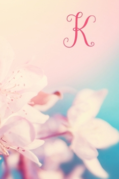 K: Monogram Initial Notebook and diary with pink floral design