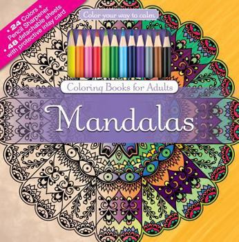 Paperback Mandalas Adult Coloring Book Set With 24 Colored Pencils And Pencil Sharpener Included: Color Your Way To Calm Book