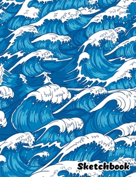 Sketchbook: Vintage Japanese Wave - 110 Pages ( 8.5"x11" ) Large Blank Sketchbook for Drawing, Doodling & Writing - Japanese Style Sketchbook