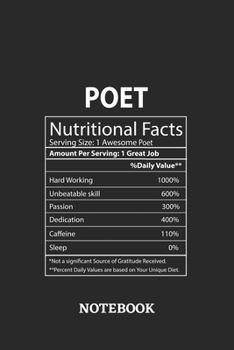 Nutritional Facts Poet Awesome Notebook: 6x9 inches - 110 dotgrid pages • Greatest Passionate working Job Journal • Gift, Present Idea