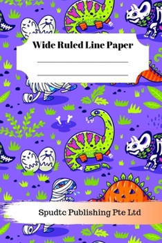 Paperback Scary Dinosaurs Theme Wide Ruled Line Paper Book