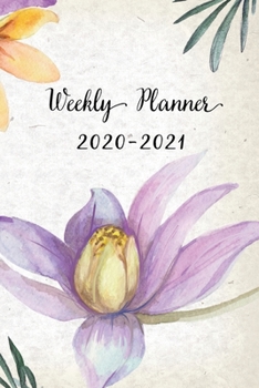 Paperback Weekly Planner 2020-2021: Pretty Violett Floral Design Weekly and Monthly Planner - Perfect Gift for Girl Women Friends and Colleagues Book