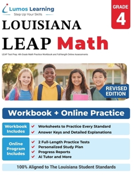 Paperback LEAP Test Prep: 4th Grade Math Practice Workbook and Full-length Online Assessments: LEAP Study Guide Book