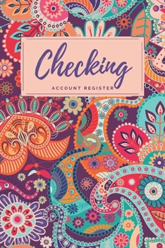 Paperback Checking Account Register: Purple/Blue Abstract Floral Checkbook Register, Personal Debit/Credit Expense Tracker, Banking Logbook Book
