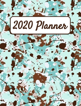 2020 Planner: Turquoise Camo Print Monthly and Weekly Planning Calendar with Inspirational Gratitude Quotes - Large 8 1/2" x 11" - Soft Cover  - Monthly Goal Planning and End of Month Goal Review