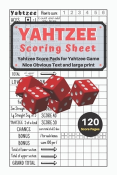 Yahtzee Scoring Sheet: V.10 Yahtzee Score Pads for Yahtzee Game Nice Obvious Text Small print Yahtzee Score Sheets 6 by 9 inch