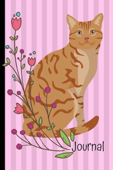 Paperback Journal: Gratitude Journal 6x9 100 Pages Orange Tabby Cat Pink Cover Book