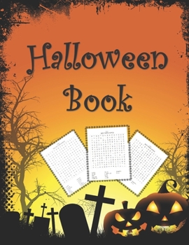 Paperback Halloween Book: Coloring pages and word search for adults [Large Print] Book