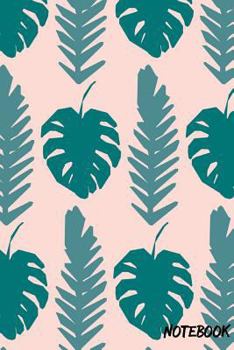 Notebook : 110 Dot Grid Pages (Pink Green Palm Leaves Summer Vibes)