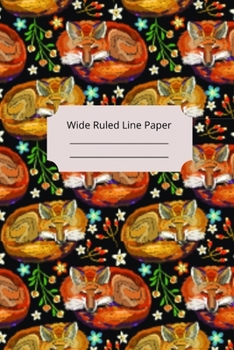 Cute Sleep Fox Theme Wide Ruled Line Paper