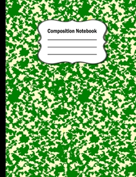 Composition Notebook: Unique Green Marble Wide ruled blank lined journal notebook