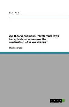 Paperback Zu: Theo Vennemann - "Preference laws for syllable structure and the explanation of sound change" [German] Book