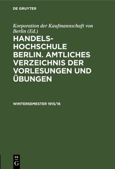 Hardcover Wintersemester 1915/16 [German] Book