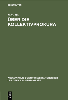Hardcover Über Die Kollektivprokura [German] Book