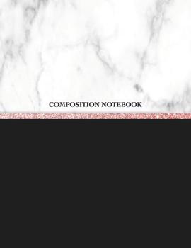 Paperback Composition Notebook: Black and Rose Glitter Color Block Design - Wide Rule and Numbered Pages Book
