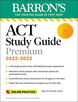 Paperback ACT Premium Study Guide, 2022-2023: 6 Practice Tests + Comprehensive Review + Online Practice Book