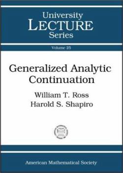 Paperback Generalized Analytic Continuation Book