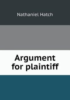 Paperback Argument for plaintiff Book