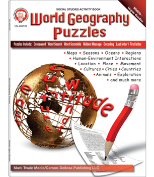 Paperback World Geography Puzzles, Grades 6 - 12 Book