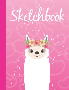 Paperback Sketchbook: Cute Blank Notebook for Sketching and Picture Space with Beautiful Llama and Flowers, Unlined Paper Book for Drawing, Book