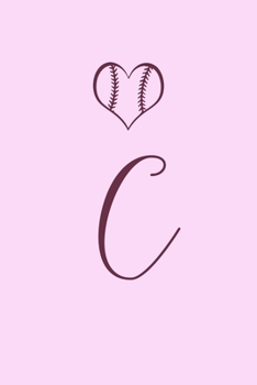 C: Name Monogram Initial C Softball 6x9" Dot Bullet Notebook/Journal Gift Idea For Girls, Women, School, College and Work
