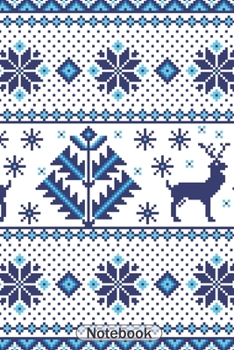 Notebook: blue Norway christmas pattern design Notebook with 110 college ruled lined paper pages ; great christmas gift idea