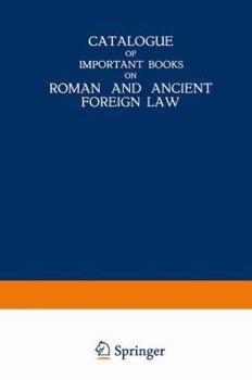Paperback Catalogue of Important Books on Roman and Ancient Foreign Law Book