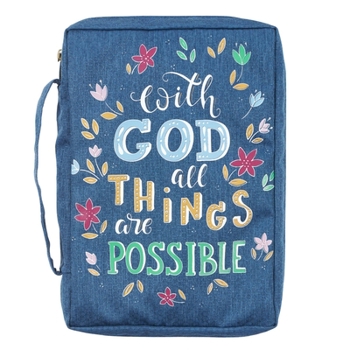 Misc. Bible Cover Canvas Large Navy with God All Things Matt 19:26 Book