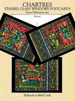Paperback Chartres Stained Glass Windows Postcards: 24 Ready-To-Mail Cards Book