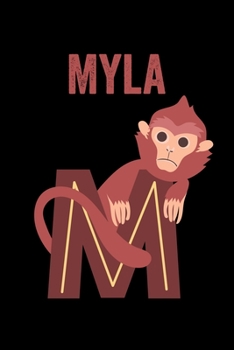 Myla: Journal (Diary, Notebook) Personalized Custom Name Alphabet Monkey Birthday Gift for Girls