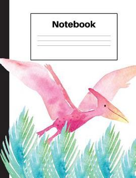 Paperback Notebook: Dinosaur Pterodactyl, Blue Fern, Dot Grid, Notebook Home Office School Student Teacher Homeschool, 7.4 x 9.7 in, 200 p Book