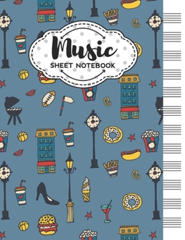 Paperback Music Sheet Notebook: Blank Staff Manuscript Paper with Travel Themed Cover Design Book