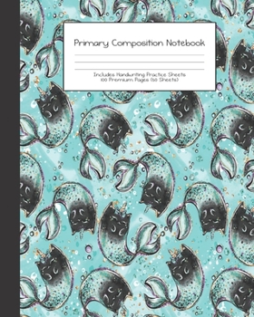 Paperback Primary Composition Notebook: Audrey Mermaids -Grades K-2 - Handwriting Practice Paper-Primary Ruled With Dotted Midline - 100 Pgs 50 Sheets - Premi Book