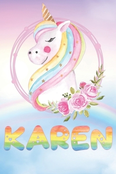 Paperback Karen: Karen's Unicorn Personal Custom Named Diary Planner Perpetual Calander Notebook Journal 6x9 Personalized Customized Gi Book