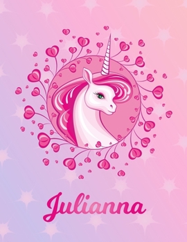 Paperback Julianna: Unicorn Sheet Music Note Manuscript Notebook Paper - Magical Horse Personalized Letter K Initial Custom First Name Cov Book
