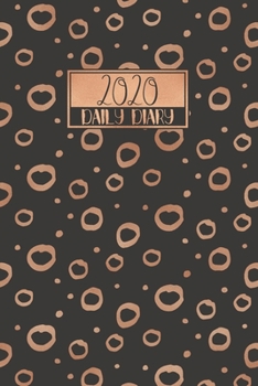 Paperback 2020 Daily Diary: A5 Day on a Page to View Full DO1P Planner Lined Writing Journal - Black with Copper Rings Circles Pattern Book