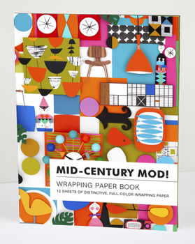 Paperback Teneues - Wrapping Paper Book: Mid-Century Mod!, Flat Packed Wrapping Paper, 12 Full Color Sheets, 6 Designs: Big Format Flat Magazine Style Book of F Book
