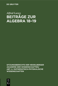 Hardcover Beiträge Zur Algebra 18-19 [German] Book