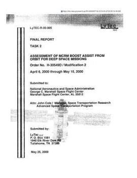 Paperback Assessment of McRm Boost Assist from Orbit for Deep Space Missions Book